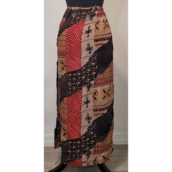 VTG 90s Rayon Americana Print Faux Wrap Midi Skirt – Chico’s Design – Size 2 - Picture 2 of 8